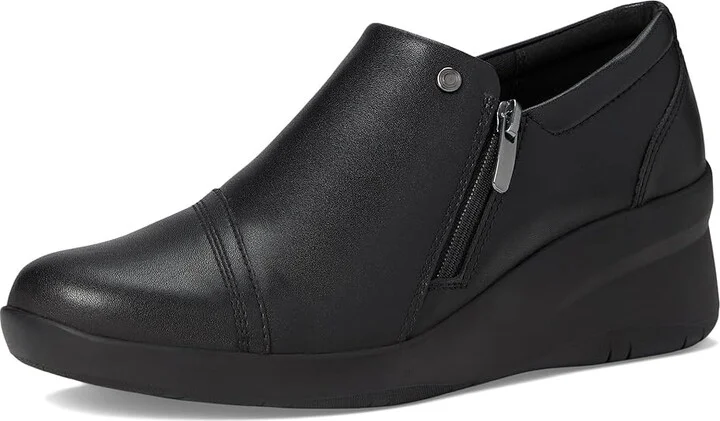 Clarks Suttyn Zip Women's Flat Shoes Black Leather : 12 B - Medium, Leather/Rubber - Image 5
