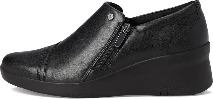 Clarks Suttyn Zip Women's Flat Shoes Black Leather : 12 B - Medium, Leather/Rubber - Image 6