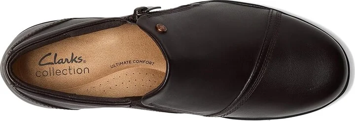 Clarks Suttyn Zip Women's Flat Shoes Chocolate Leather : 11 D - Wide, Leather/Rubber - Image 2
