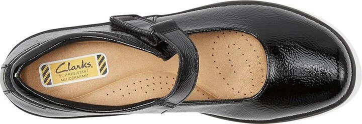Clarks Talene Ave Women's Flat Shoes Black Crinkle Patent Synthetic : 5.5 B - Medium - Image 2