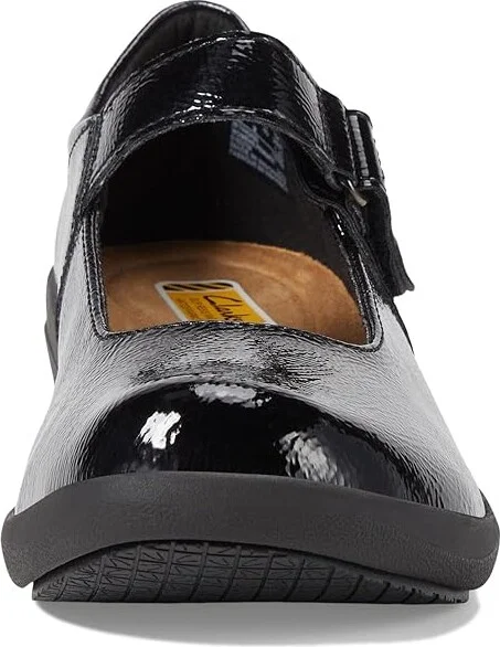 Clarks Talene Ave Women's Flat Shoes Black Crinkle Patent Synthetic : 5.5 B - Medium - Image 5