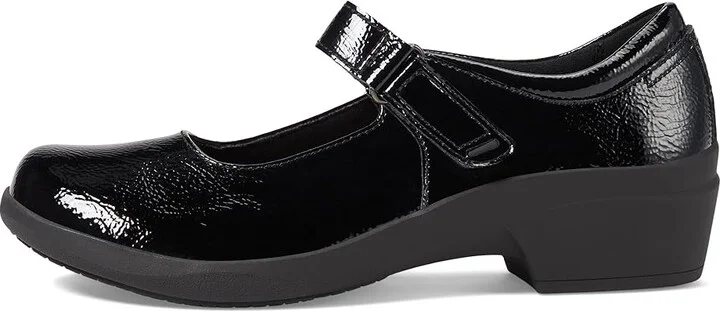 Clarks Talene Ave Women's Flat Shoes Black Crinkle Patent Synthetic : 5.5 B - Medium - Image 6