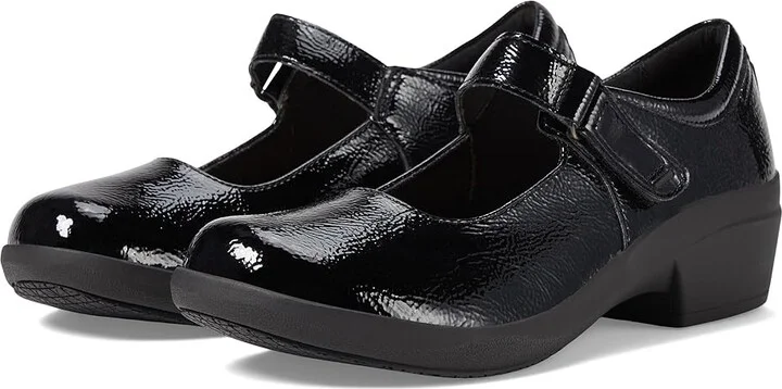 Clarks Talene Ave Women's Flat Shoes Black Crinkle Patent Synthetic : 5.5 B - Medium