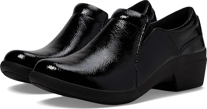 Clarks Talene Pace Women's Shoes Black Crinkle Patent Synthetic : 9 B - Medium, Leather