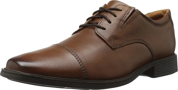 Clarks Tilden Cap Men's Shoes Dark Tan Leather : 7.5 D - Medium - Image 2