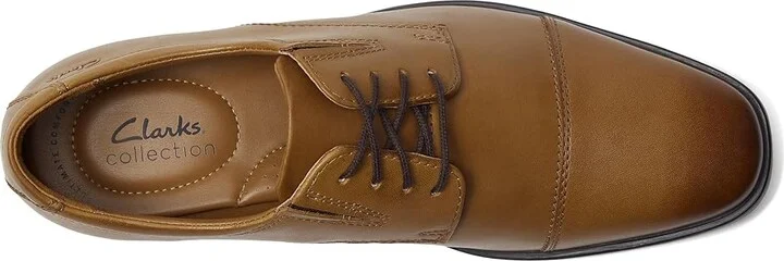 Clarks Tilden Cap Men's Shoes Dark Tan Leather : 7.5 D - Medium - Image 3