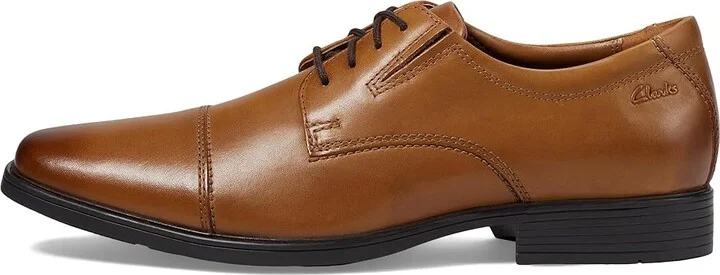 Clarks Tilden Cap Men's Shoes Dark Tan Leather : 7.5 D - Medium - Image 7