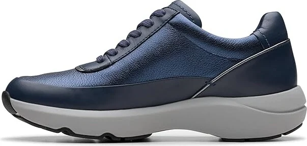 Clarks Tivoli Zip Women's Shoes Navy Combi Leather : 6.5 C - Wide - Image 4