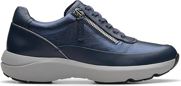 Clarks Tivoli Zip Women's Shoes Navy Combi Leather : 6.5 C - Wide - Image 5
