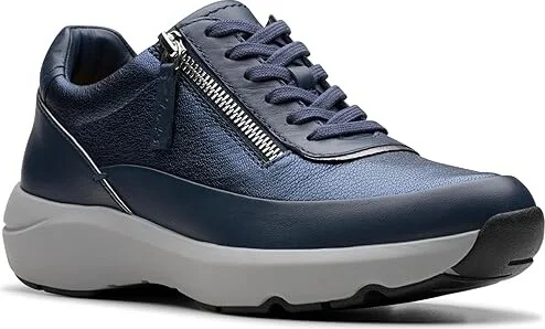 Clarks Tivoli Zip Women's Shoes Navy Combi Leather : 6.5 C - Wide