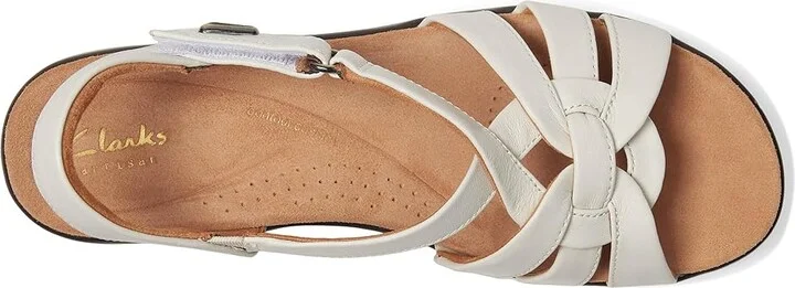 Clarks Tuleah Cross Women's Sandals Cream Leather : 9 C - Wide - Image 2