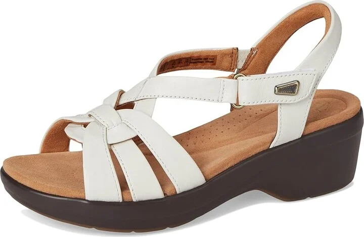 Clarks Tuleah Cross Women's Sandals Cream Leather : 9 C - Wide - Image 5