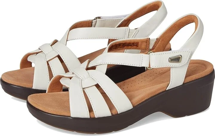 Clarks Tuleah Cross Women's Sandals Cream Leather : 9 C - Wide