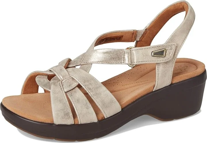 Clarks Tuleah Cross Women's Sandals Metallic Leather : 9 B - Medium - Image 5