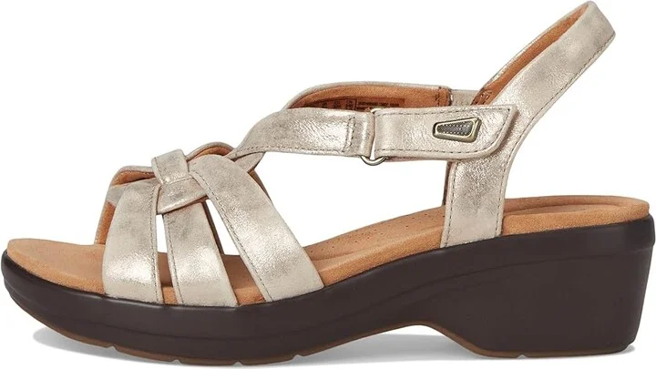 Clarks Tuleah Cross Women's Sandals Metallic Leather : 9 B - Medium - Image 6