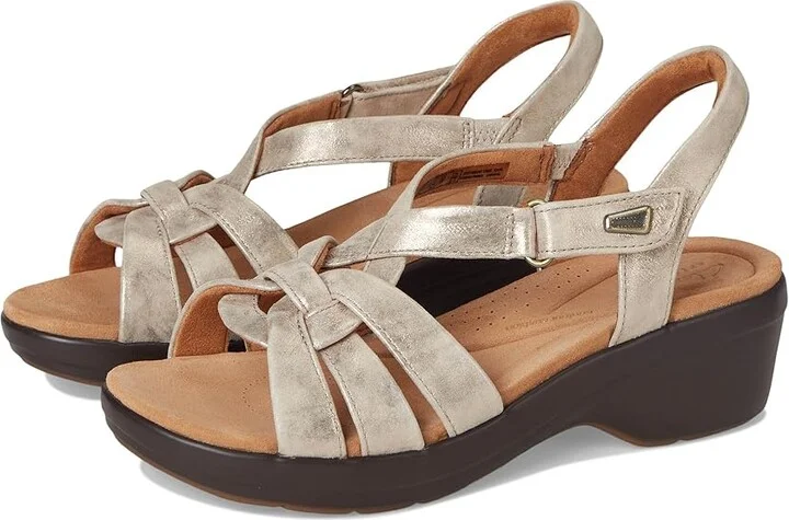 Clarks Tuleah Cross Women's Sandals Metallic Leather : 9 B - Medium
