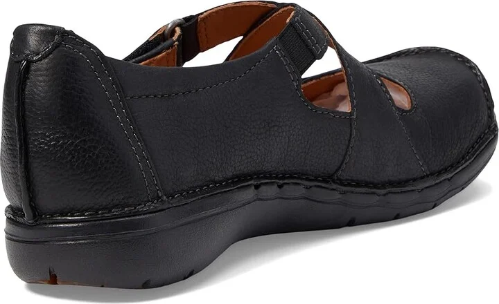 Clarks Un Loop Strap Women's Flat Shoes Black Leather : 9.5 B - Medium - Image 4