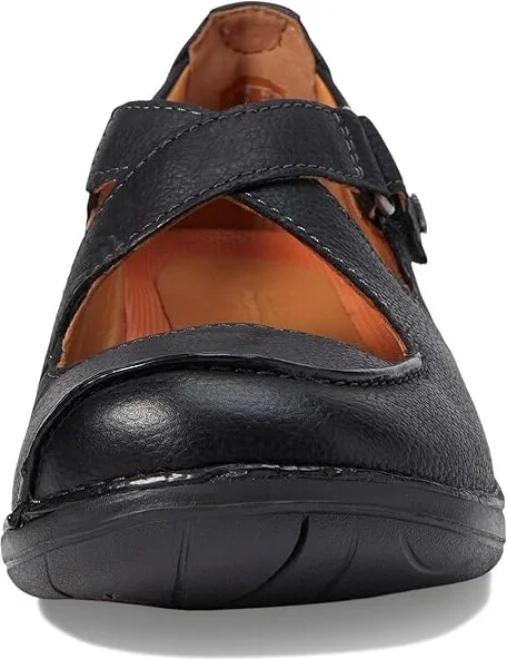 Clarks Un Loop Strap Women's Flat Shoes Black Leather : 9.5 B - Medium - Image 5