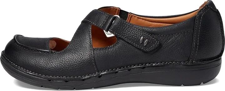 Clarks Un Loop Strap Women's Flat Shoes Black Leather : 9.5 B - Medium - Image 6