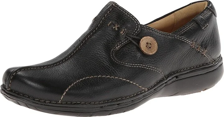 Clarks Un.loop Women's Slip on Shoes Black Leather : 5 B - Medium, Full Grain leather - Image 2