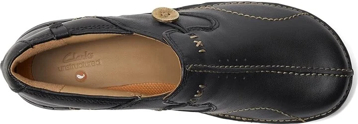 Clarks Un.loop Women's Slip on Shoes Black Leather : 5 B - Medium, Full Grain leather - Image 3