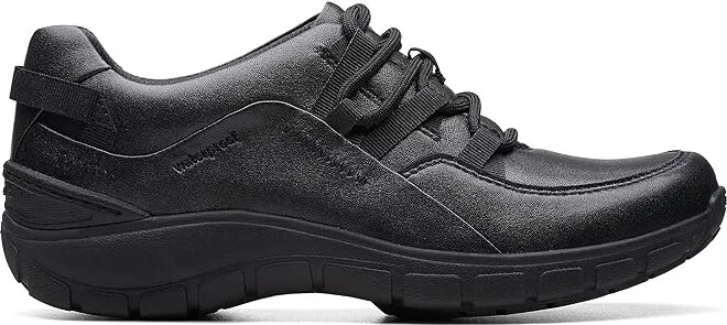 Clarks Wave Range Women's Shoes Black Leather : 7 D - Wide - Image 4