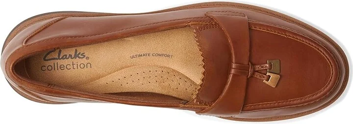 Clarks Westlynn Bella Women's Flat Shoes Tan Leather : 9.5 B - Medium - Image 2