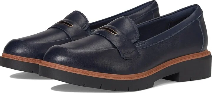 Clarks Westlynn Glow Women's Flat Shoes Navy Leather : 8 B - Medium