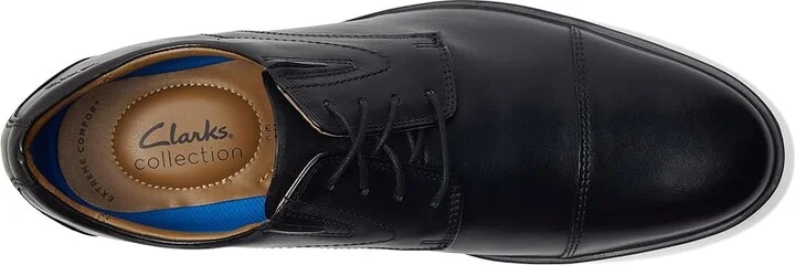 Clarks Whiddon Cap Men's Shoes Black Leather : 7.5 D - Medium - Image 2