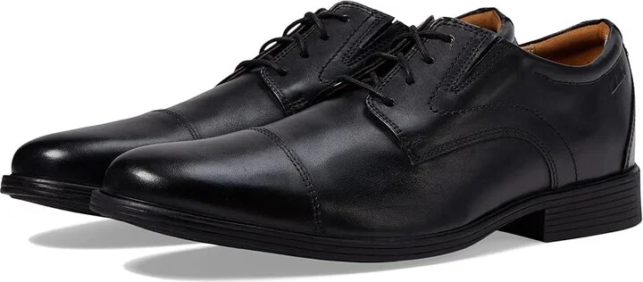 Clarks Whiddon Cap Men's Shoes Black Leather : 7.5 D - Medium