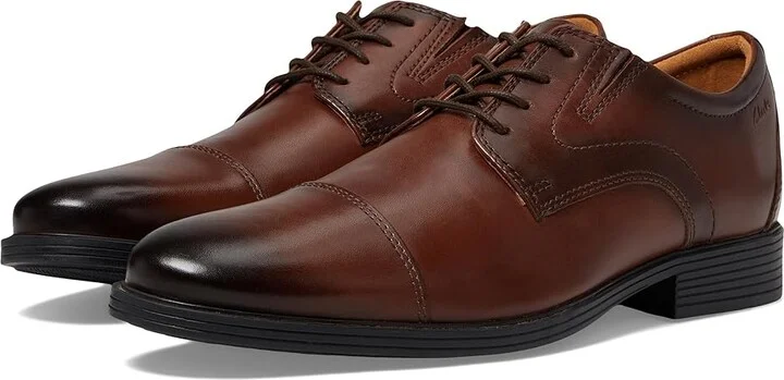 Clarks Whiddon Cap Men's Shoes Mahogany Leather : 10 EE - Wide