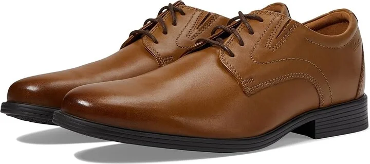 Clarks Whiddon Plain Men's Shoes Dark Tan Leather : 7.5 D - Medium