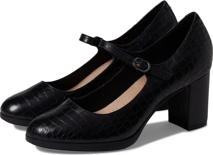 Black Croc Print Leather