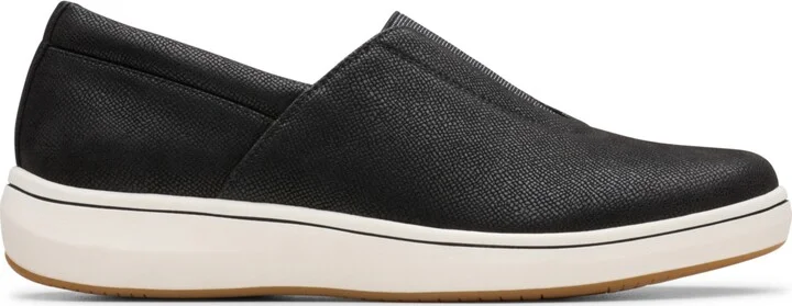 Clarks Women's Cloudsteppers Breeze Sky Ria Round Toe Shoes - Black, White Textile - Image 2