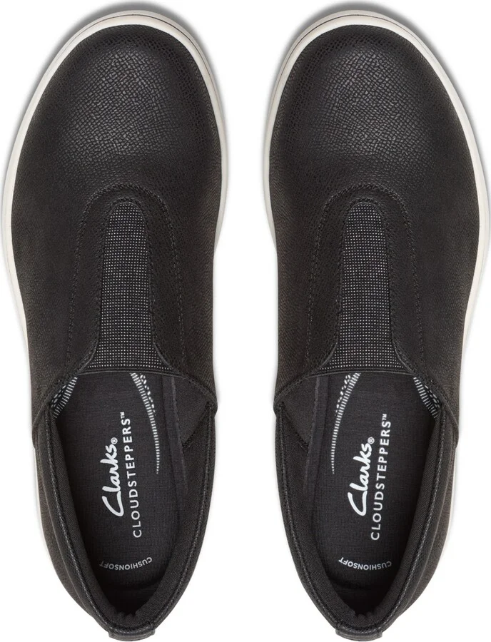 Clarks Women's Cloudsteppers Breeze Sky Ria Round Toe Shoes - Black, White Textile - Image 4