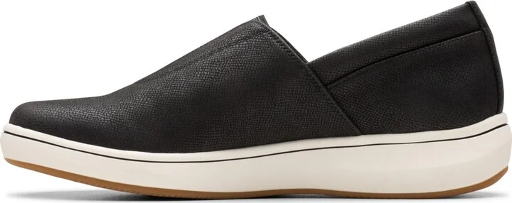 Clarks Women's Cloudsteppers Breeze Sky Ria Round Toe Shoes - Black, White Textile - Image 5