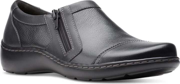Clarks Women's Cora Giny Cushioned Zip Loafer Flats
