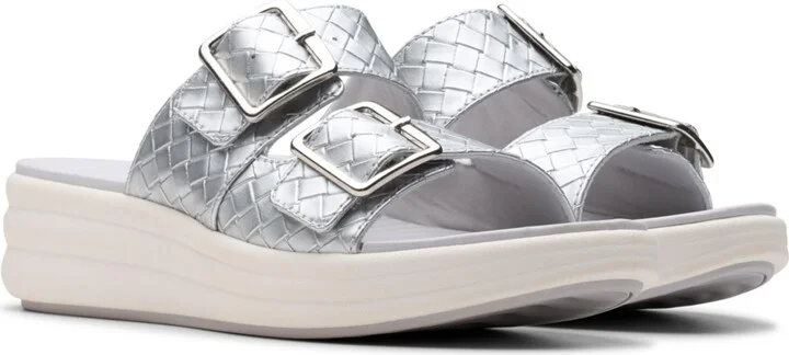 Clarks Women's Drift Buckle Slip-On Slide Wedge Sandals - Image 6