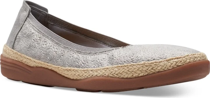 Clarks Women's Elaina Rae Textured Jute-Trim Flats