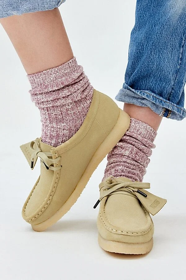Clarks Women's Wallabee Suede Shoe in Maple Suede