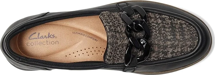 Clarks Zylah May Women's Flat Shoes Black Combi Textile Leather : 9.5 B - Medium - Image 2