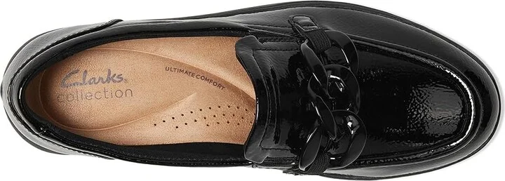 Clarks Zylah May Women's Flat Shoes Black Crinkle Patent Synthetic : 9 D - Wide, Leather - Image 2