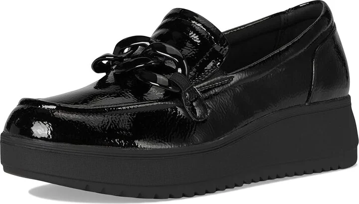 Clarks Zylah May Women's Flat Shoes Black Crinkle Patent Synthetic : 9 D - Wide, Leather - Image 5
