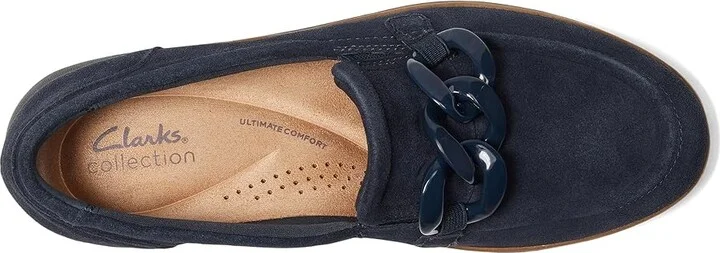 Clarks Zylah May Women's Flat Shoes Navy Suede : 12 B - Medium, Leather - Image 2