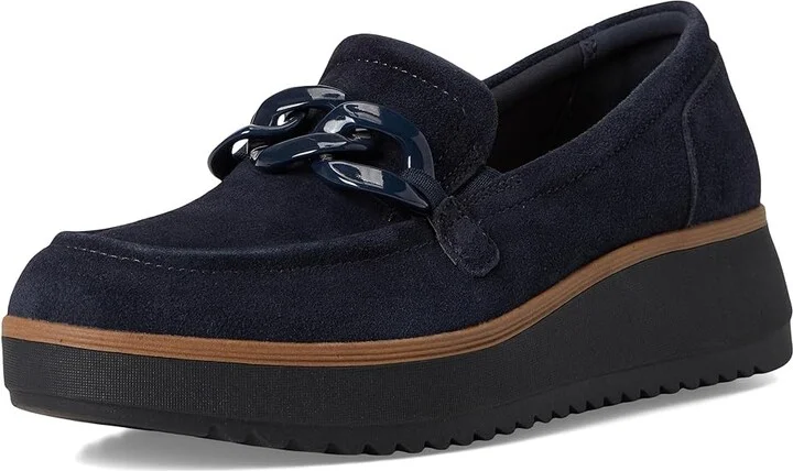 Clarks Zylah May Women's Flat Shoes Navy Suede : 12 B - Medium, Leather - Image 5