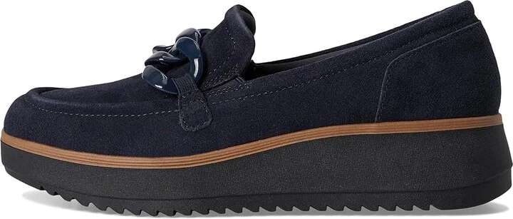 Clarks Zylah May Women's Flat Shoes Navy Suede : 12 B - Medium, Leather - Image 6