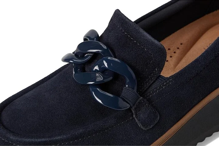 Clarks Zylah May Women's Flat Shoes Navy Suede : 12 B - Medium, Leather - Image 7