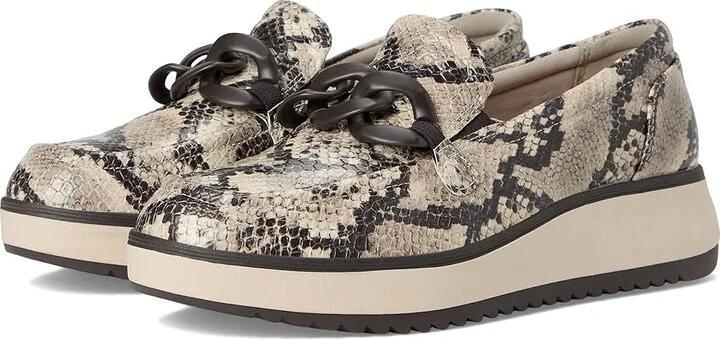 Clarks Zylah May Women's Flat Shoes Snake Print Synthetic : 8 D - Wide, Leather