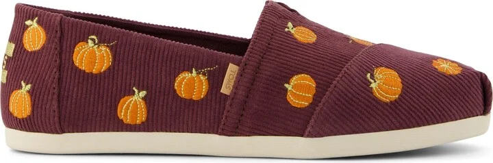 Classic Alpargata Burgundy Corduroy Embroidered Pumpkins