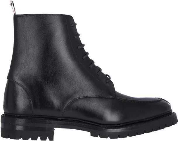 Classic Commando' Black Leather Derby Boots - Black
